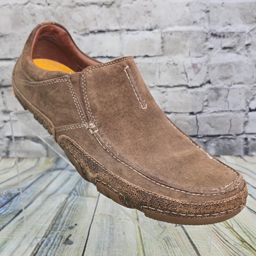 Hush Puppies Loafers Mens 11.5 Brown Suede Vibram Slip On Shoes Casual Moccasin